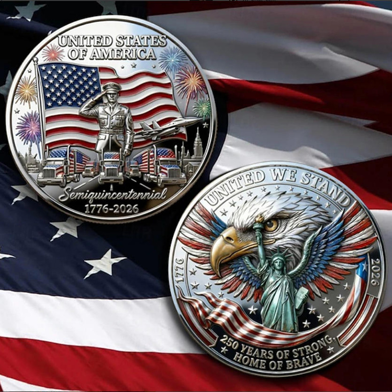 USA 250th Anniversary Commemorative Coin - American Eagle & Patriotic Symbols Collectible