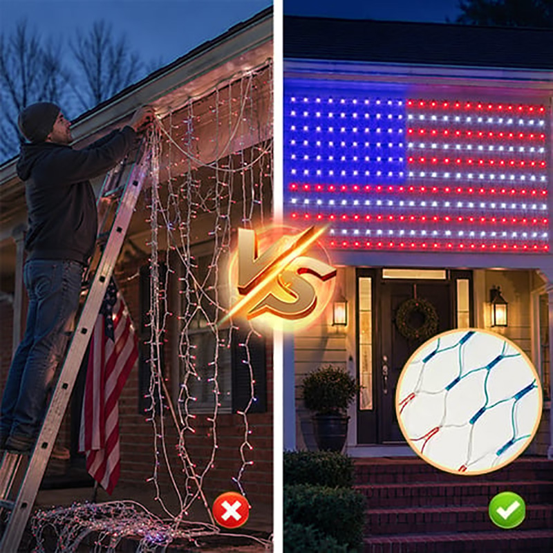 American Flag 420 Led String Lights-large Usa Flag Outdoor Lights