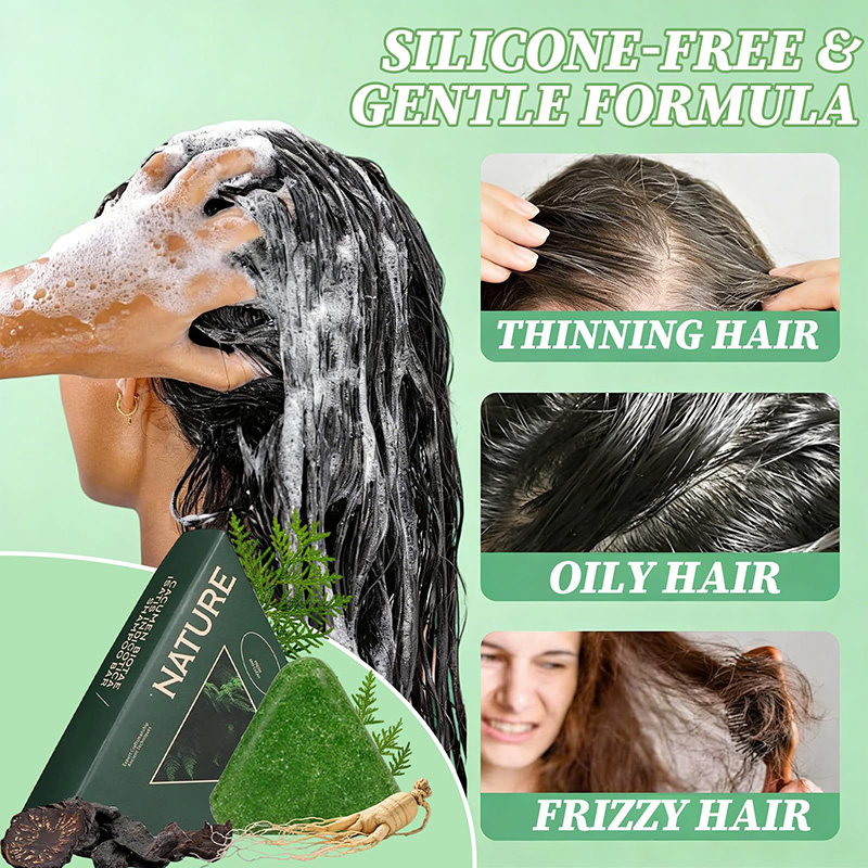 Natural Plant Based Triangle Shampoo Bar Anti Dandruff Hair Strengthening Soap