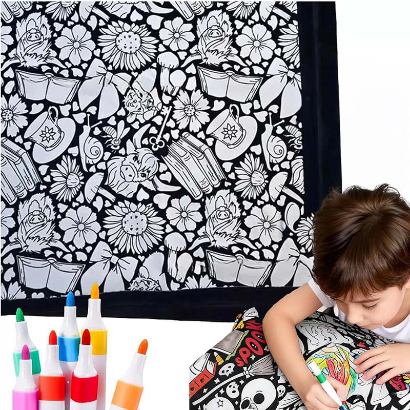 DIY Coloring Blanket Kit With 24 Markers