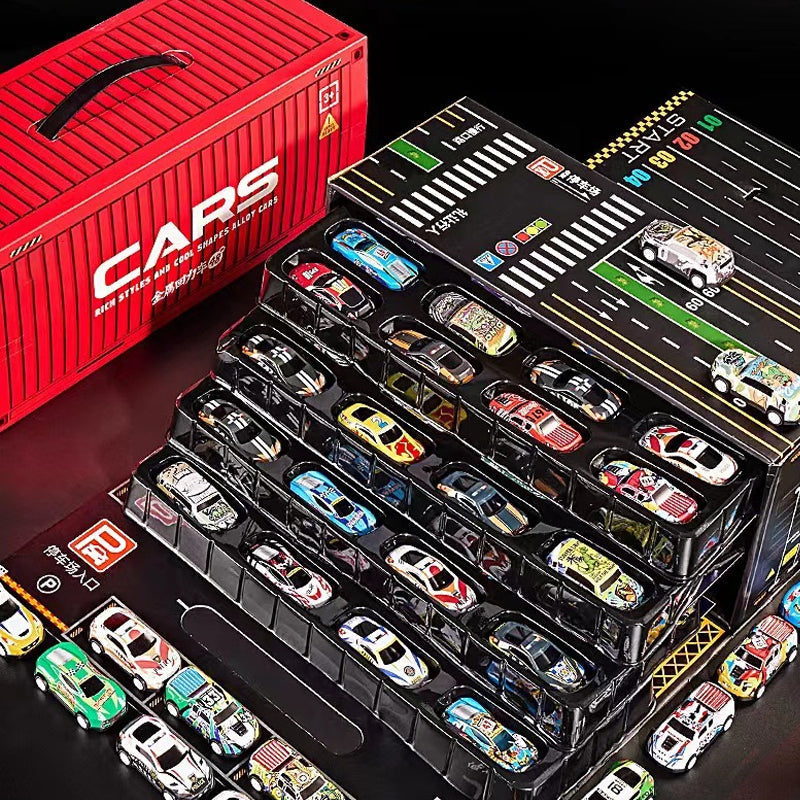 48 Mini Pull-back Cars with Built-in Garage Set
