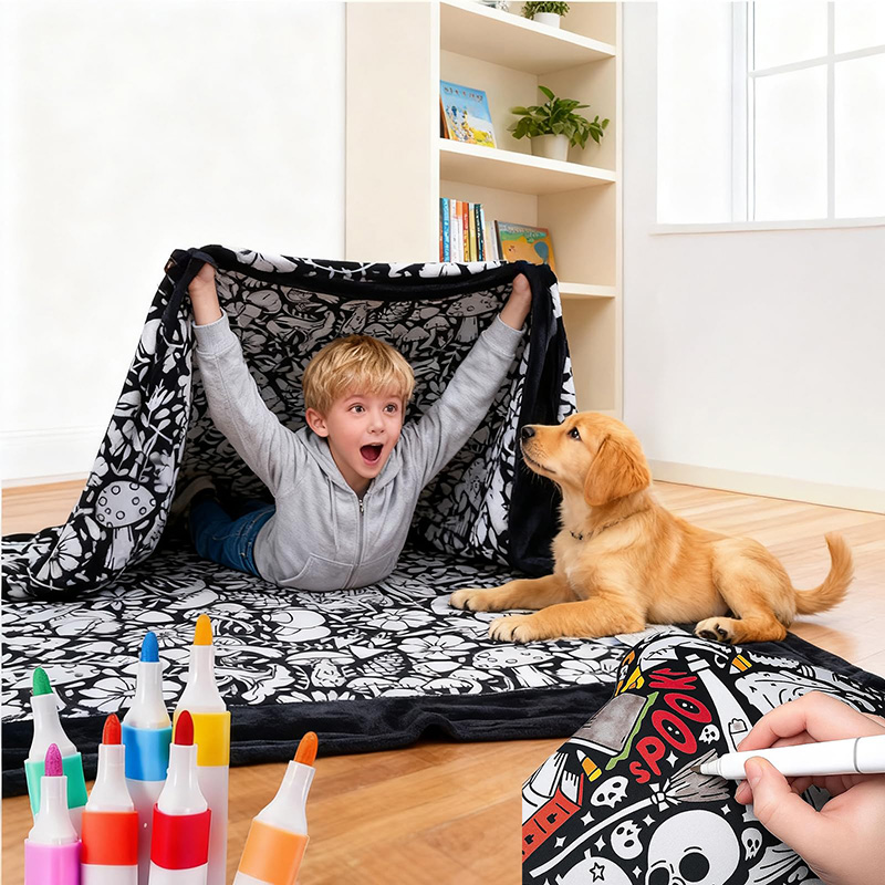 DIY Coloring Blanket Kit With 24 Markers