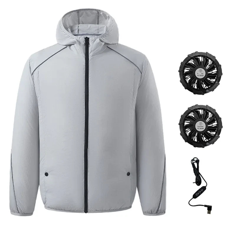 Jacket with Fan Men Hood Long Sleeved