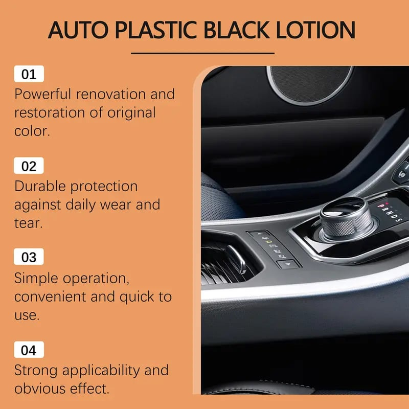 Automotive Plastic & Trim Restorer – Interior & Exterior Revitalizer With Applicator Pad