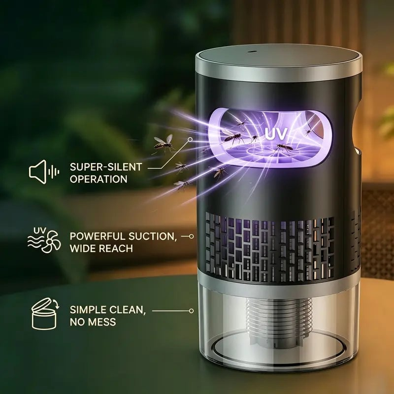 Indoor Insect Trap with Light and Suction Non Zapper Flying Bug Catcher