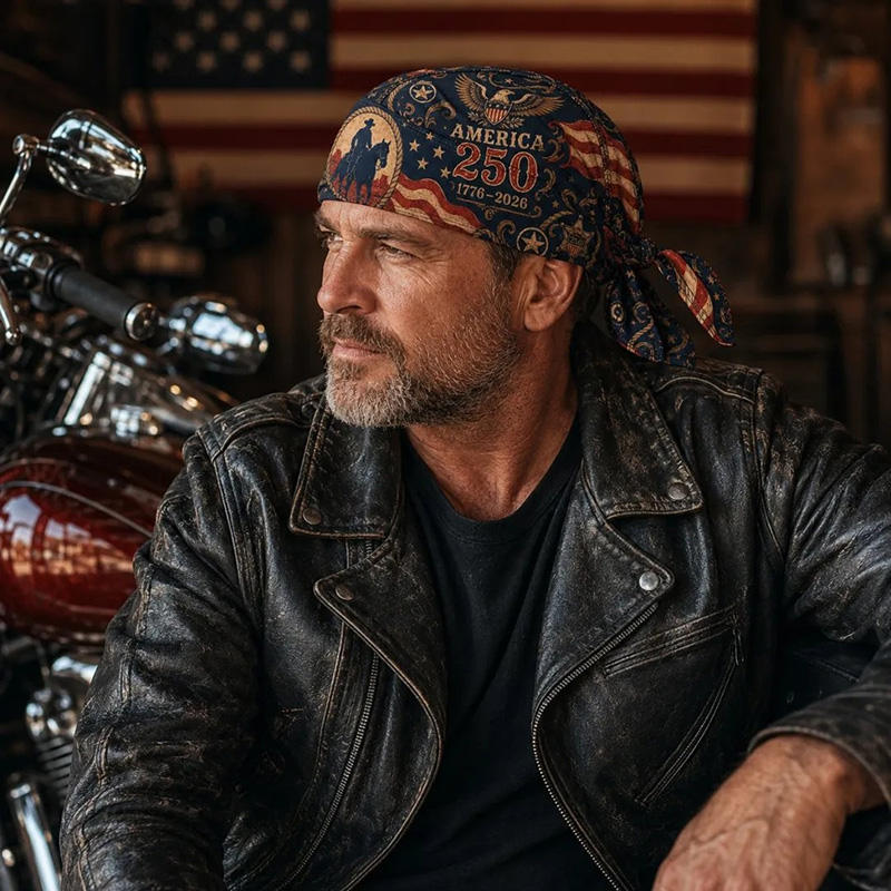 America 250 Cycling Pirate Hat / Biker Headwrap (Adjustable Tie-back Fit)