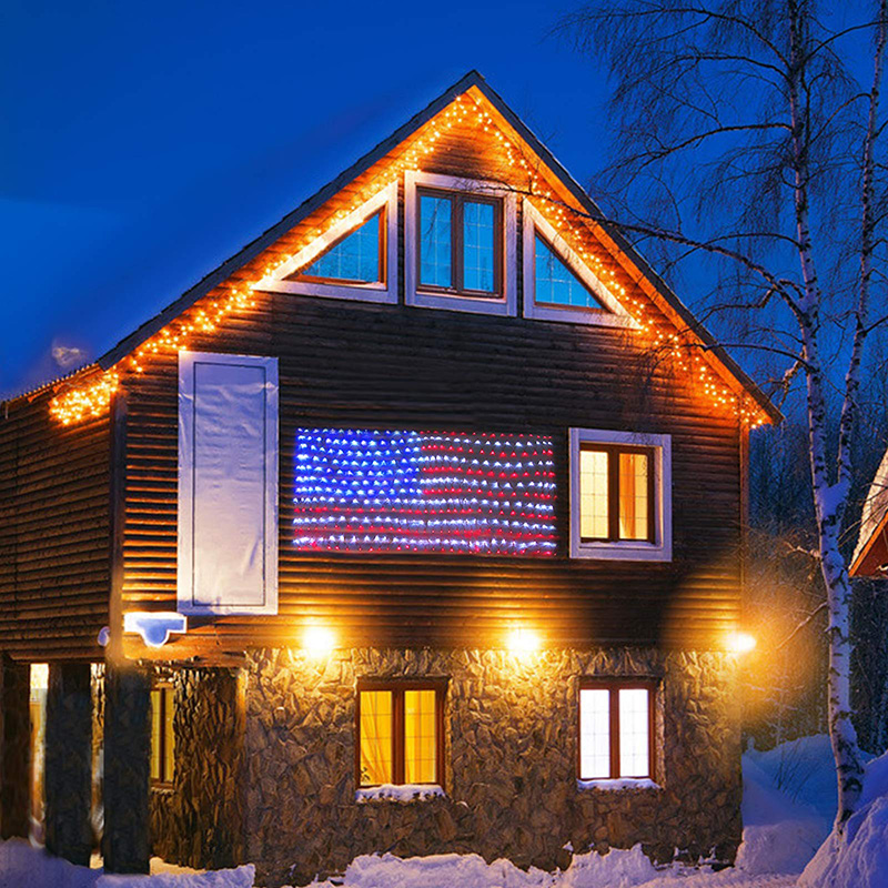 American Flag 420 Led String Lights-large Usa Flag Outdoor Lights