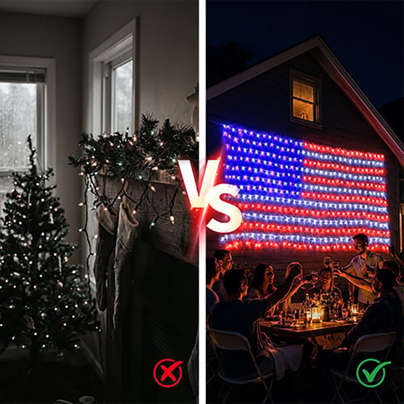 American Flag 420 Led String Lights-large Usa Flag Outdoor Lights