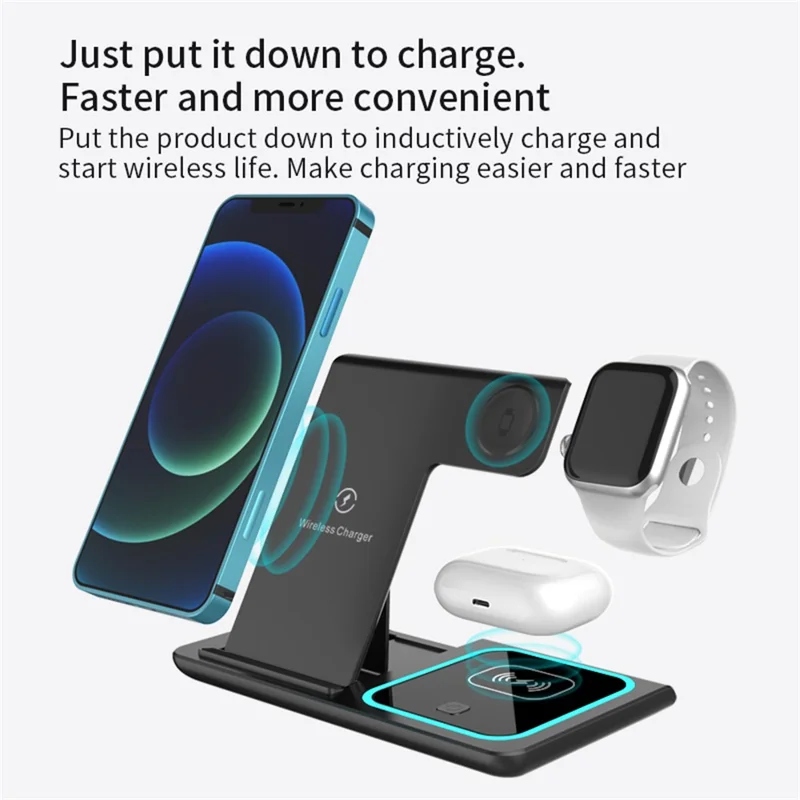 Foldable 3-in-1 Wireless Charging Station | 15W Fast Charging