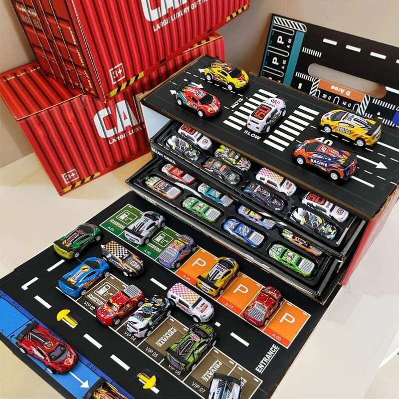 48 Mini Pull-back Cars with Built-in Garage Set