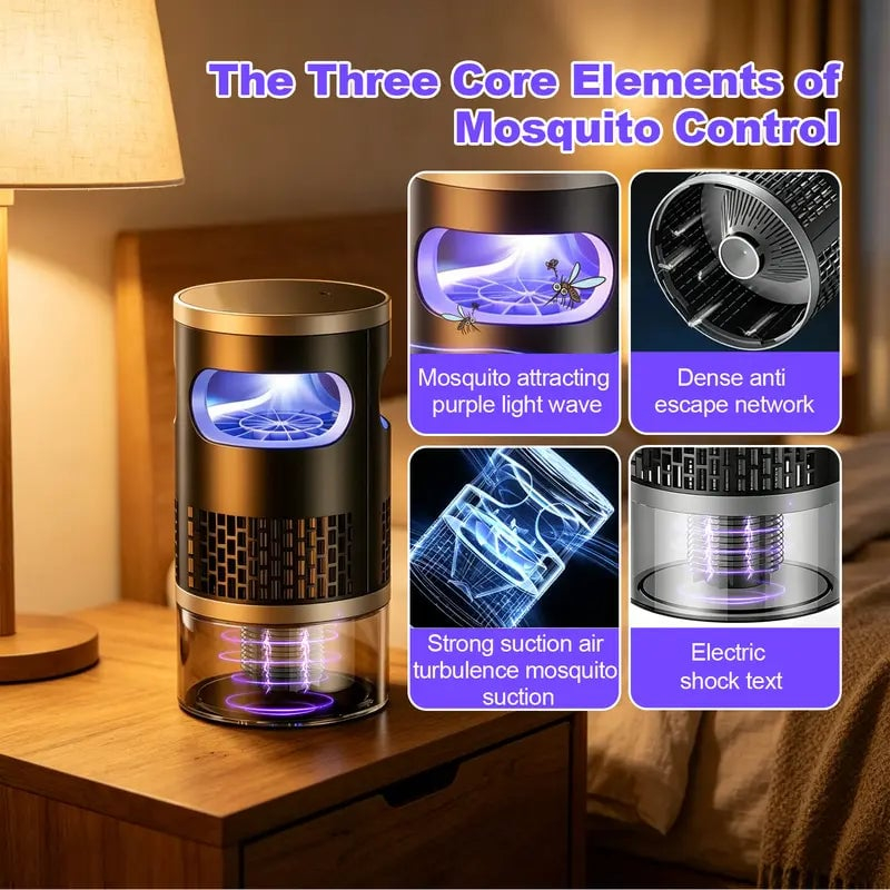 Indoor Insect Trap with Light and Suction Non Zapper Flying Bug Catcher
