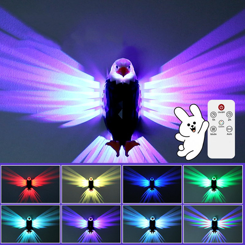 Bald American Eagle Wall Light-remote Control Magnetic Wall Night Lamp