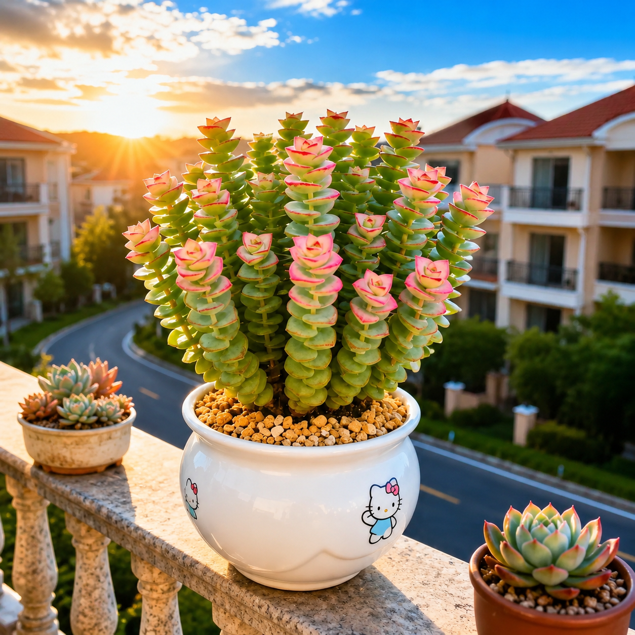 Crassula perforata - Pink Crown String of Buttons Succulent