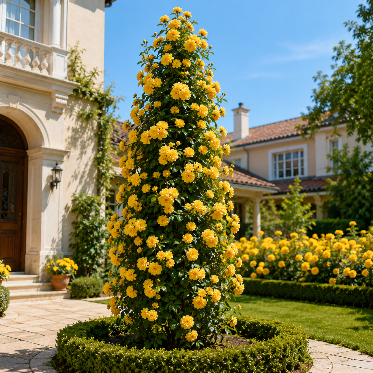🌼 Yellow Lady Banks' Rose – The Golden Waterfall of Blooms