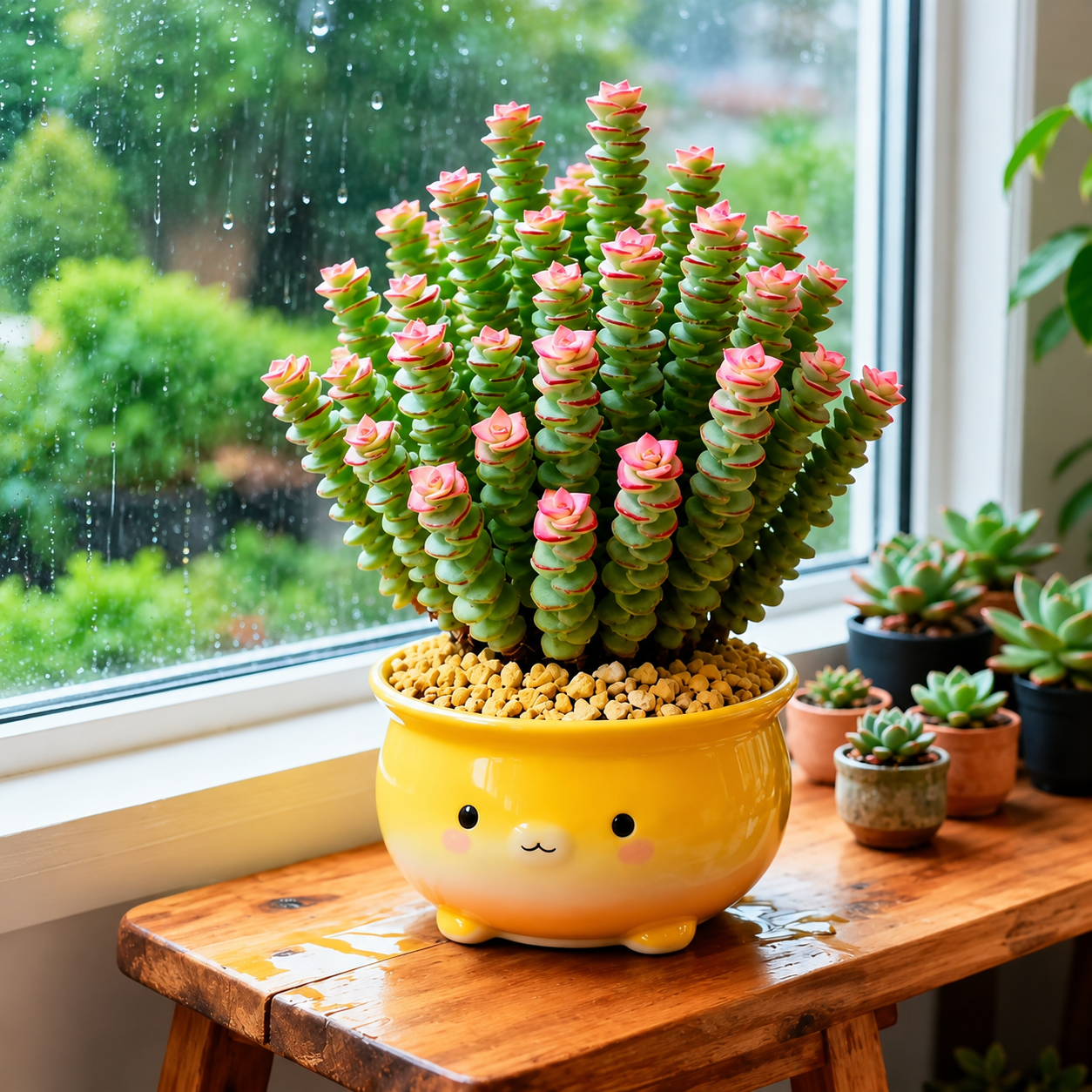 Crassula perforata - Pink Crown String of Buttons Succulent