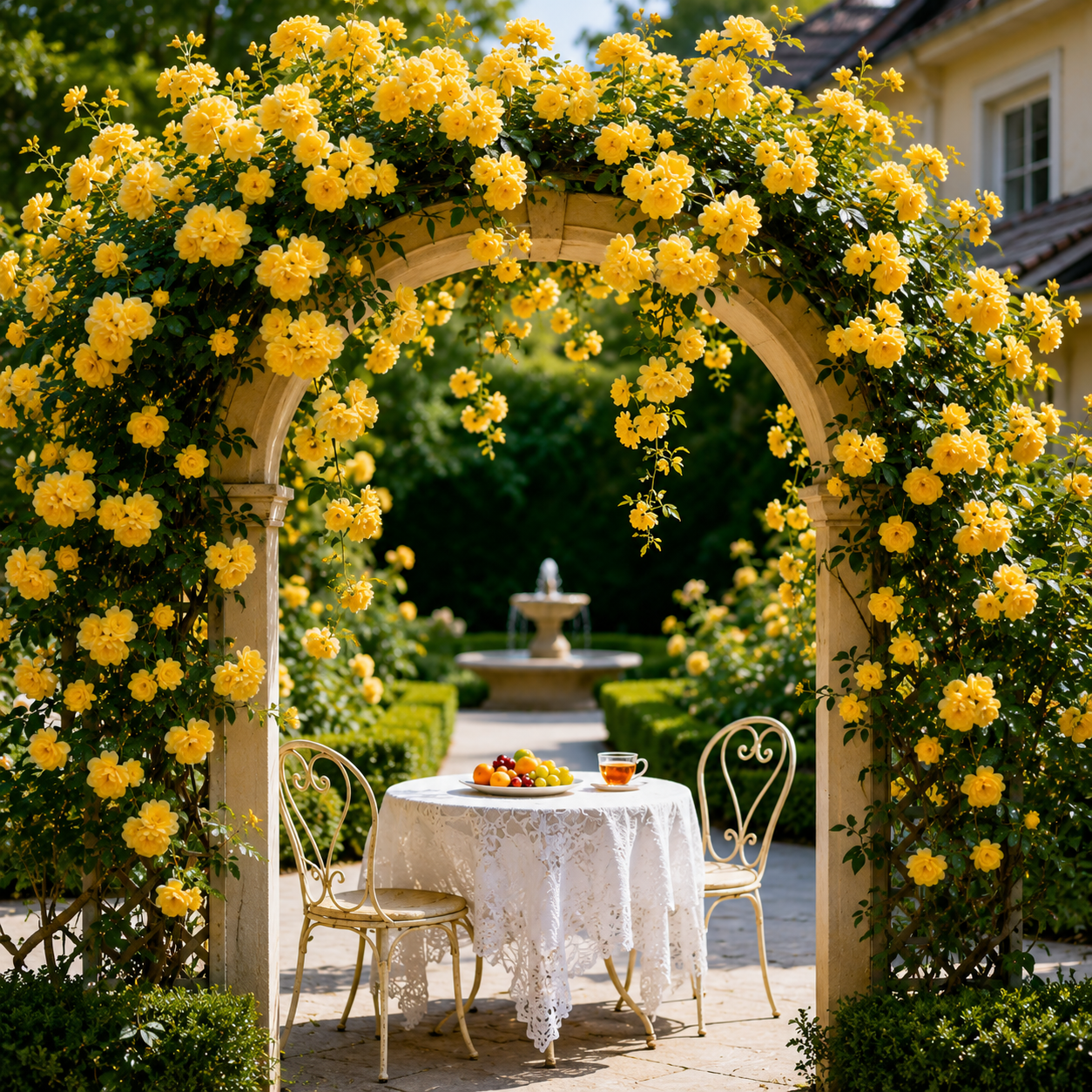 🌼 Yellow Lady Banks' Rose – The Golden Waterfall of Blooms