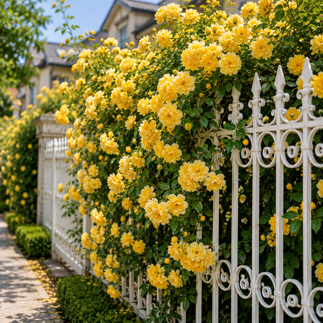 🌼 Yellow Lady Banks' Rose – The Golden Waterfall of Blooms