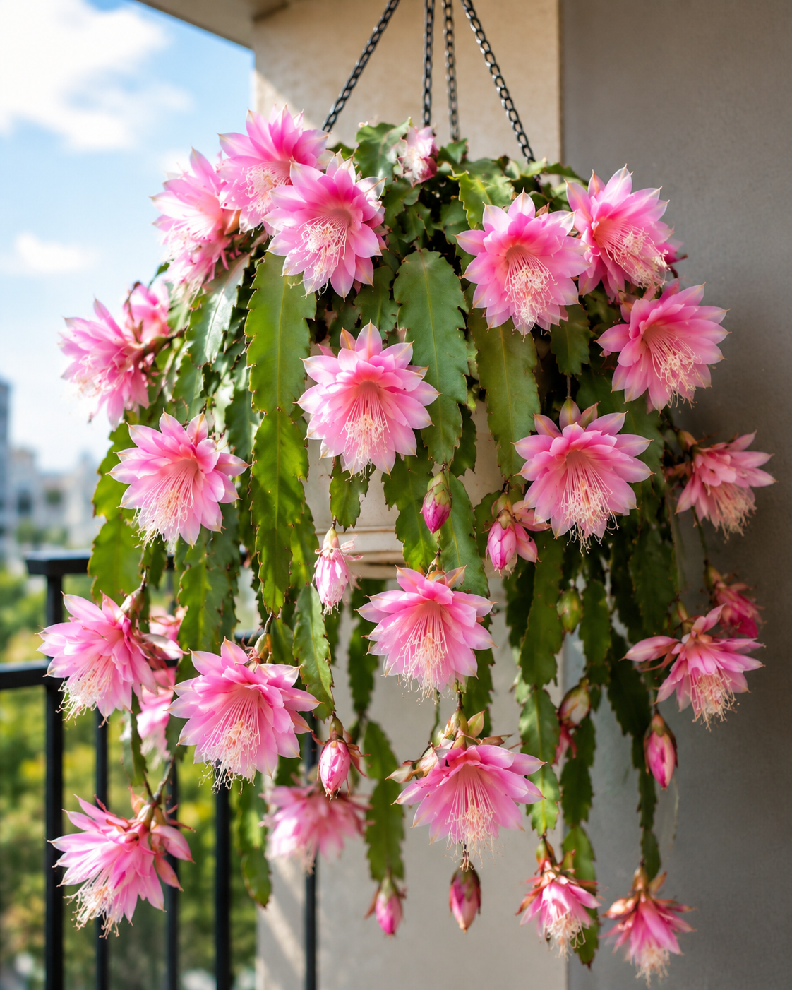 Lantern Flower Cactus Hanging Basket