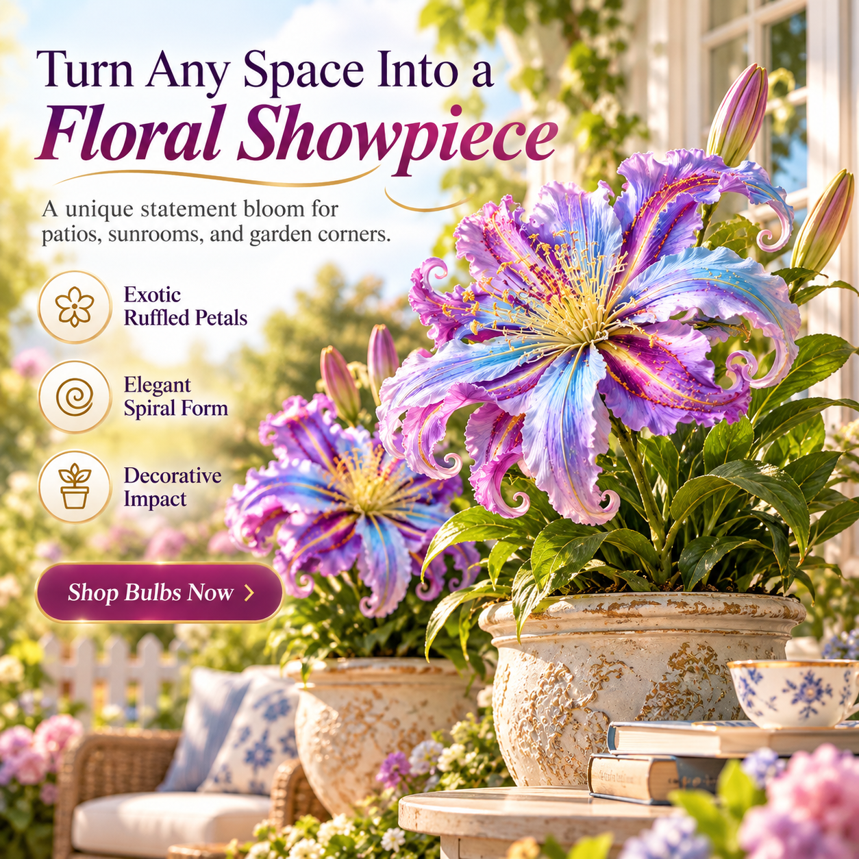 🌸 Fantasy Curl Lily Bulbs – Giant Spiral Blooms for Water & Soil Growing! 💧🌱