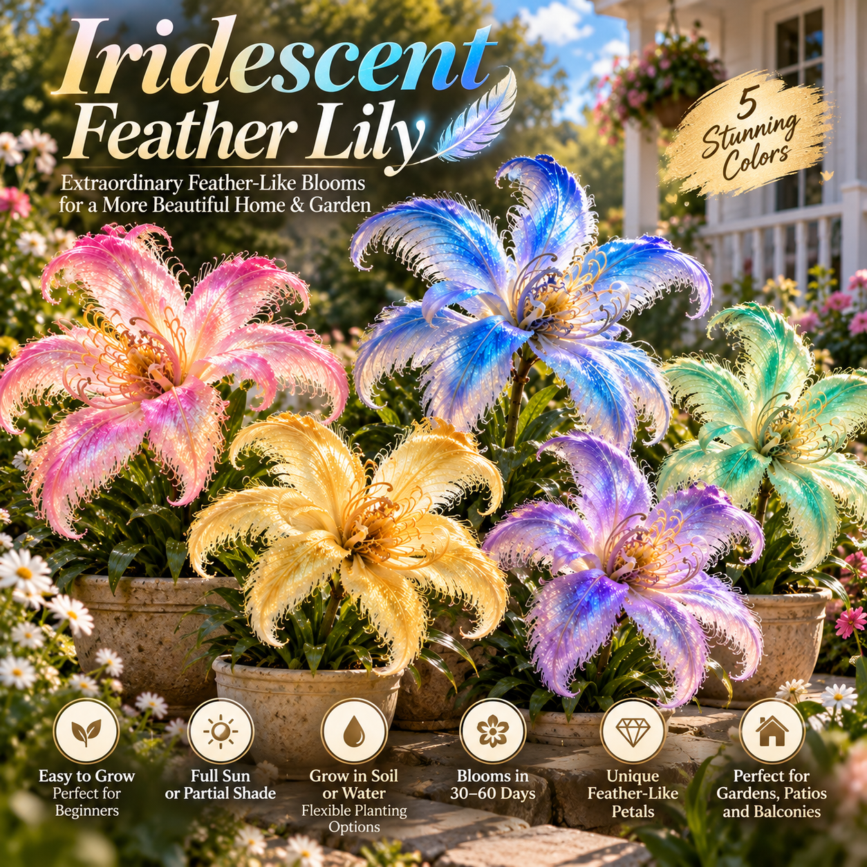 🌸 Iridescent Feather Lily Bulbs – Grow Stunning Feather-Like Blooms!