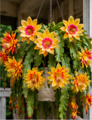 Lantern Flower Cactus Hanging Basket