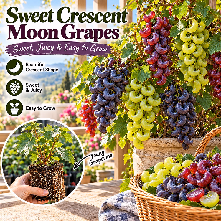 🍇 Rare Crescent Moon Grapes – Grow Stunning Moon-Shaped Grapes at Home!