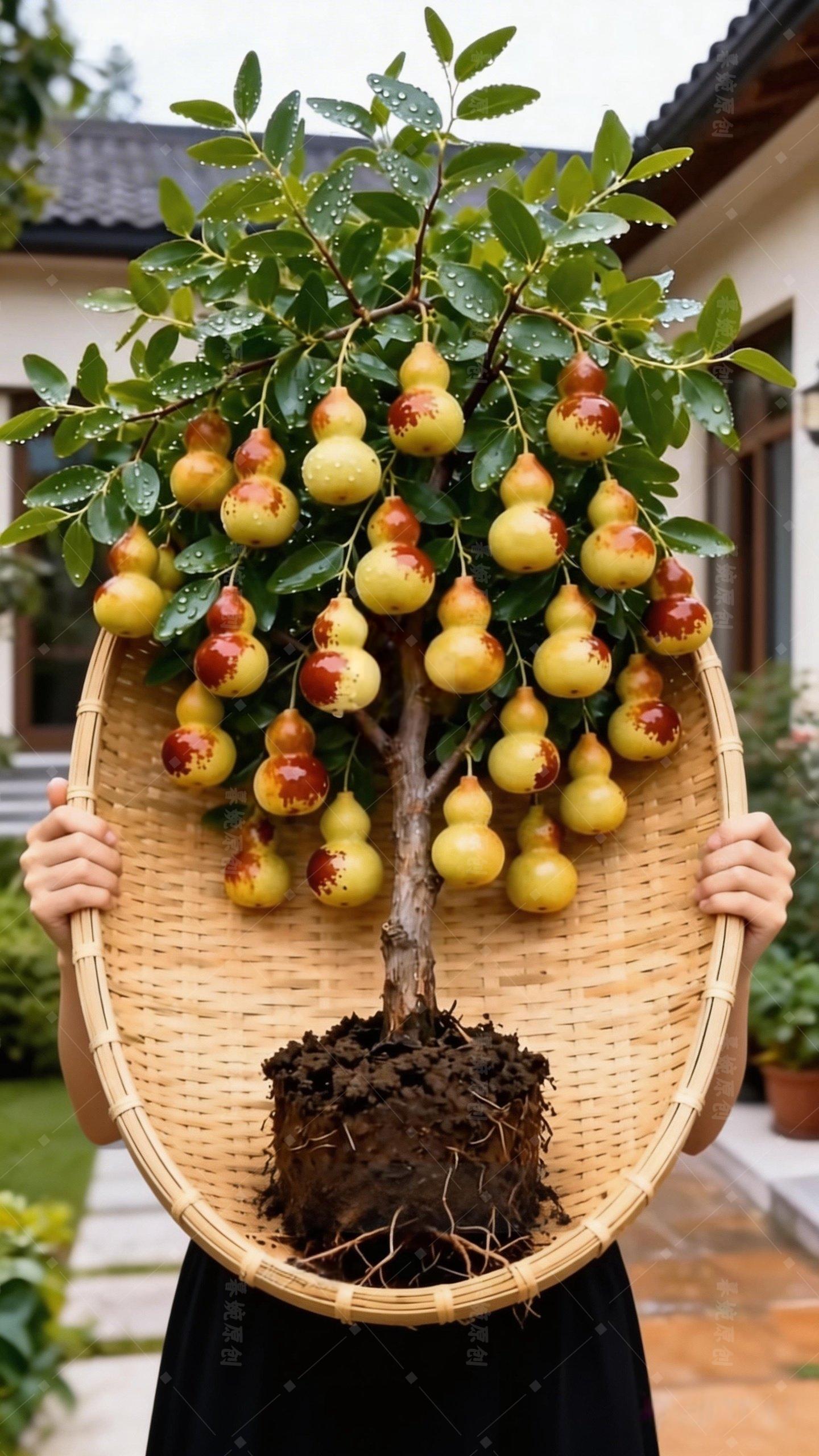 🌿 Rare Gourd Jujube Tree Sapling – Sweet & Crisp Gourd-Shaped Fruit