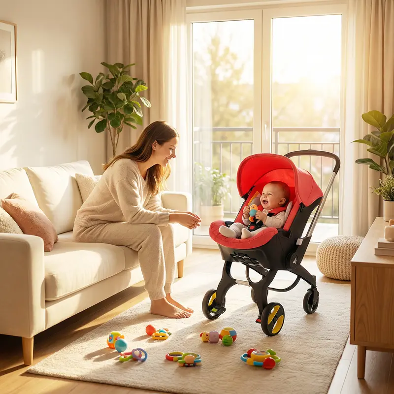 Cochecito de bebé de alta gama todo en uno, convertible, sin base de anclaje, para bebés y niños pequeños, con asiento reversible.