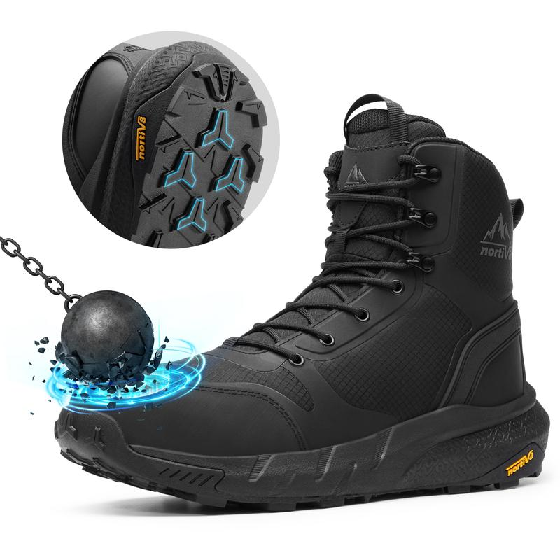 【Puntera de nanocompuesto】Botas de trabajo para hombre con puntera de nanocompuesto de 8 pulgadas, certificación ASTM F2413-18, botas de seguridad con cremallera lateral para construcción y almacén, modelo Metrostrike-Nano, color negro, para todas las est