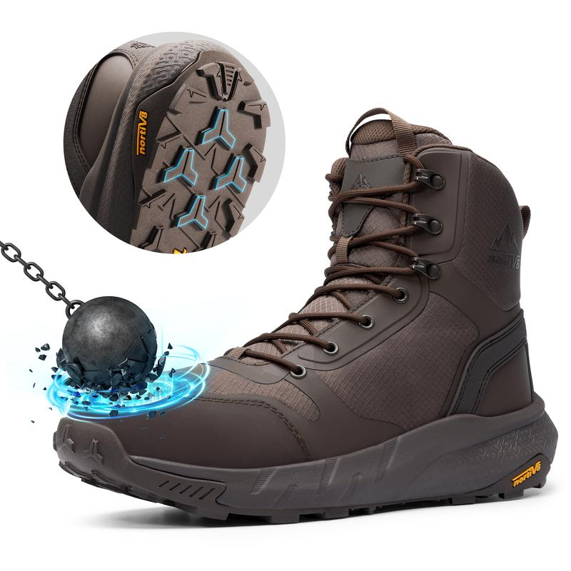 【Puntera de nanocompuesto】Botas de trabajo para hombre con puntera de nanocompuesto de 8 pulgadas, certificación ASTM F2413-18, botas de seguridad con cremallera lateral para construcción y almacén, modelo Metrostrike-Nano, color negro, para todas las est