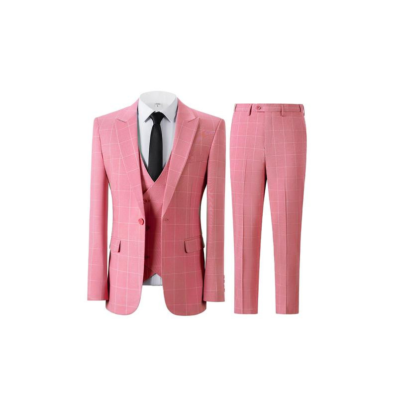 Traje de esmoquin a cuadros para boda para hombre: conjunto cruzado de tres piezas con chaleco para eventos formales, informales y de negocios | Trajes de novio y fiesta