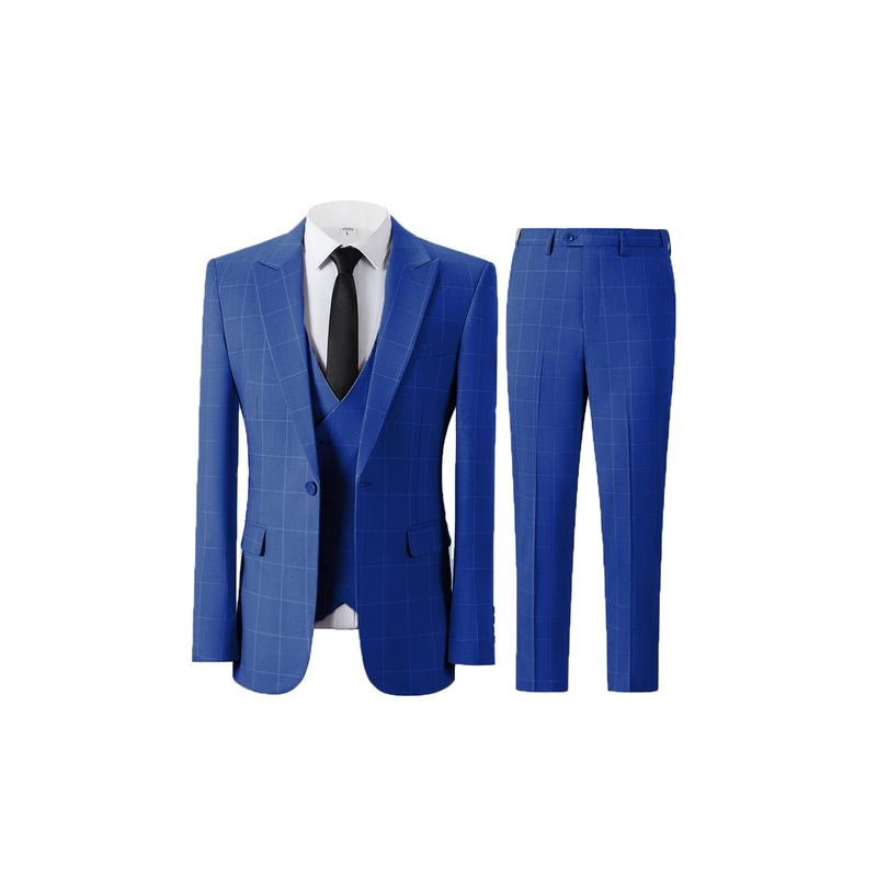 Traje de esmoquin a cuadros para boda para hombre: conjunto cruzado de tres piezas con chaleco para eventos formales, informales y de negocios | Trajes de novio y fiesta