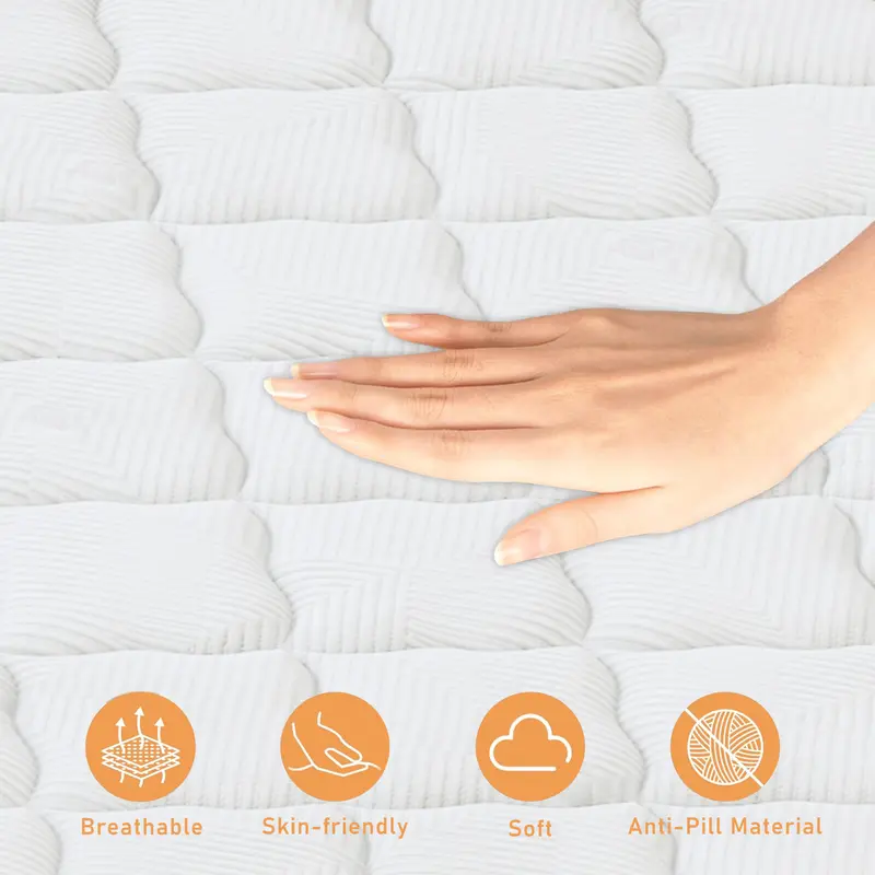 Colchón híbrido de espuma viscoelástica de 12/14 pulgadas, tamaño individual, matrimonial, queen y king, en caja | Resortes ensacados + soporte zonificado | Suave y cómodo, alivio de presión, firmeza media, certificado CertiPUR-US (colchones | colchones q