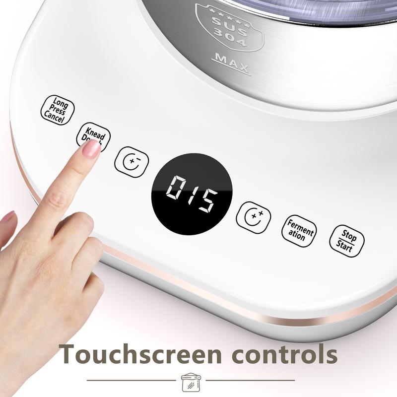 AIZIYO DoughChief 7Qt Electric Dough Mixer with Ferment Function, Dough Maker with 304 Stainless Steel Bowl, Microcomputer Control, Face-up Touch Panel, Easy To Clean for Bread & Pizza AIZIYO DoughChief 7Qt Electric Dough Mixer with Ferment Function, Dough Maker with 304 Stainless Steel Bowl, Microcomputer Control, Face-up Touch Panel, Easy To Clean for Bread & Pizza