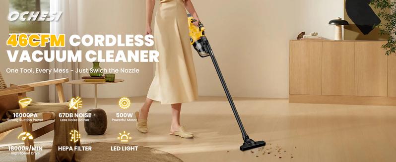 【No Batteries】Handheld Cordless Vacuum for Dewalt 20V Battery, 5 in 1 Handheld Electric Vacuum Cleaner with 500W Powerful Motor, 46 CFM Portable Hand Vacuum with Filtration HEPA for Floor, Carpet, Car (Battery Not Included)