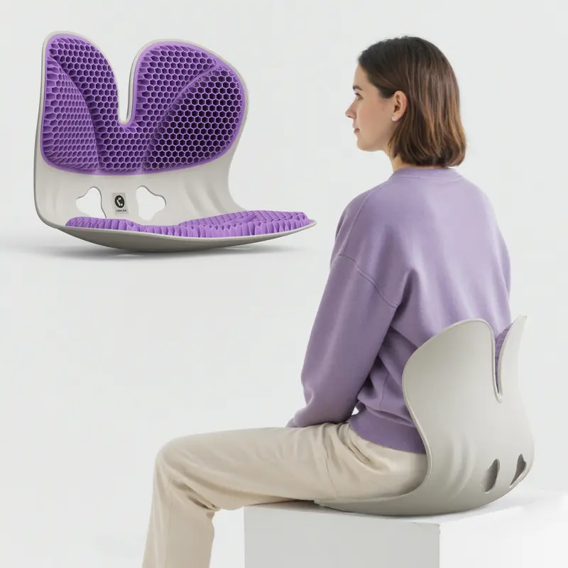 Cabevibe Soporte Lumbar – Corrige la postura y alivia el dolor de espalda baja | Soporte ergonómico de silicona para sillas (SpineSeat) | Uso en oficina, automóvil y hogar | Regalo para hombres y mujeres | Negro