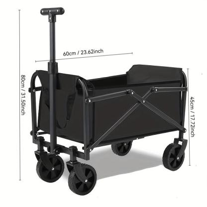 Carretilla plegable multifuncional de gran capacidad, con ruedas todoterreno, marco metálico y estructura de tela y plástico, ideal para jardinería, camping, playa, deportes y compras