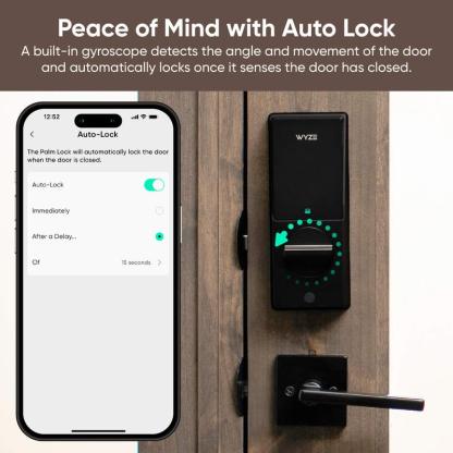 Bloqueo de palma: Cerradura inteligente con reconocimiento de palma de la mano y Wi-Fi para puerta de entrada, entrada sin llave ni contacto, diseño moderno, cierre automático, fácil instalación, reemplazo de cerrojo, resistente a la intemperie IP53.