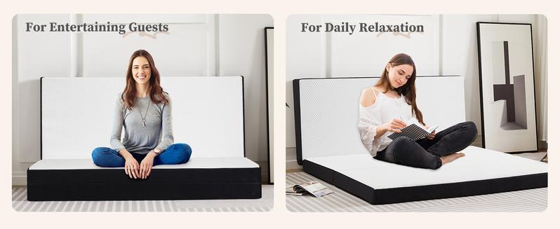Folding Mattress, Tri-fold Memory Foam Mattress Topper for Camping, Foldable Mattress Topper with Washable Cover, Various Sizes, White Folding Mattress, Tri-fold Memory Foam Mattress Topper for Camping, Foldable Mattress Topper with Washable Cover, Various Sizes, White