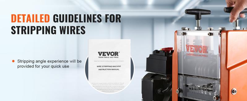 VEVOR Electric Cable Stripping Tool, , 0.06''-0.98'' Motorized Wire Stripper, 60W, Features Clear Depth Gauge, Includes 6 Circular & 1 Flat Channels for Efficient Copper Wire Recycling VEVOR Super Brand Day VEVOR Electric Cable Stripping Tool, , 0.06''-0.98'' Motorized Wire Stripper, 60W, Features Clear Depth Gauge, Includes 6 Circular & 1 Flat Channels for Efficient Copper Wire Recycling VEVOR Super Brand Day