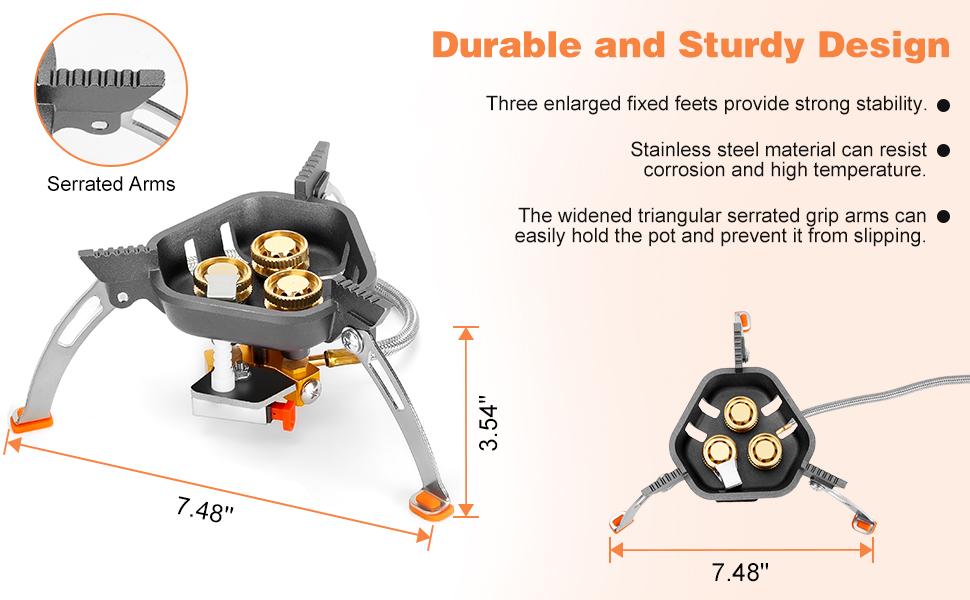 WADEO 7200W Windproof Camping Stove, Camping Gas Stove with Piezo Ignition, Two Fuel Canister Adapter, Carry Case, Portable Stove, Backpacking Stove for Outdoor Backpacking Hiking and Picnic