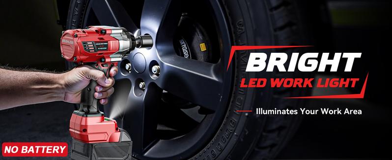 Impact Wrench 1/2" Compatible with Milwaukee 18V Battery(Battery NOT Included!), 1000Ft-lbs(1300N.m) High Torque Brushless Impact Gun with 4Mode Speed Cordless Impact Wrench 1/2" Compatible with Milwaukee 18V Battery(Battery NOT Included!), 1000Ft-lbs(1300N.m) High Torque Brushless Impact Gun with 4Mode Speed Cordless