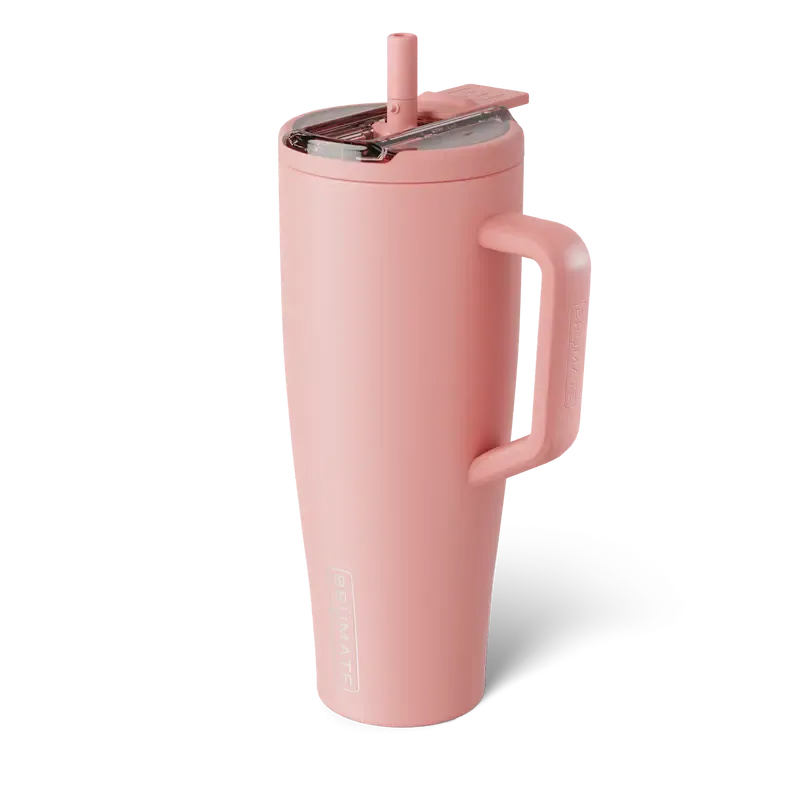 Vaso térmico BrüMate Era Flip de 40 oz con pajita abatible y asa | 100% a prueba de fugas | Mantiene el hielo por más de 24 horas | Base compatible con portavasos