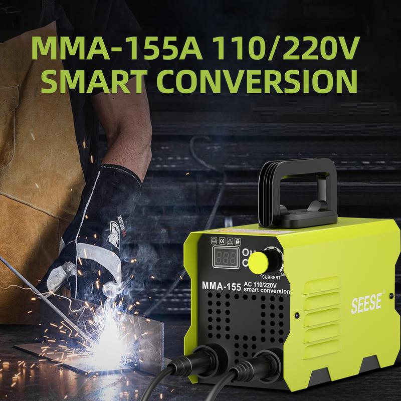 Máquina de soldar portátil MINI de 155 amperios, soldadora de electrodo, conversión inteligente AC 110/220V, soldadora digital con pantalla LED, soldadora de arco MMA portátil.