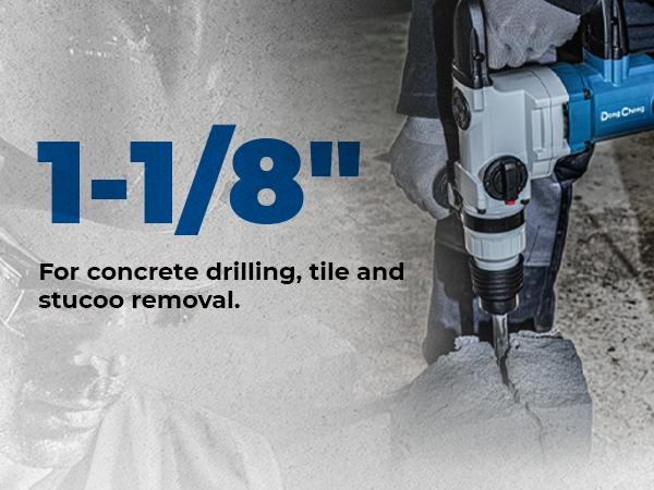 【5-year warranty】DongCheng 1-1/8 Inch SDS-Plus Rotary Hammer Drill with Safety Clutch, 9.2 Amp Heavy Duty Corded Demolition Hammer for Concrete, 3.6 Joules, Including 3 Drill Bits, Flat Chisels and Point Chisels Power Tools