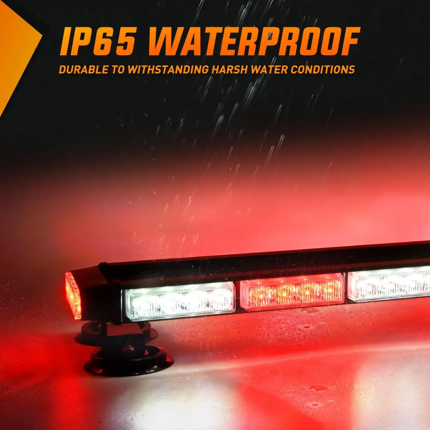 Luces estroboscópicas para techo de 29,5", barra de luces intermitentes LED de 56 LED para trabajos peligrosos, montaje magnético, 12 V, 24 V, para automóviles, camiones, tractores, quitanieves, vehículos de construcción, visera trasera de alta intensidad