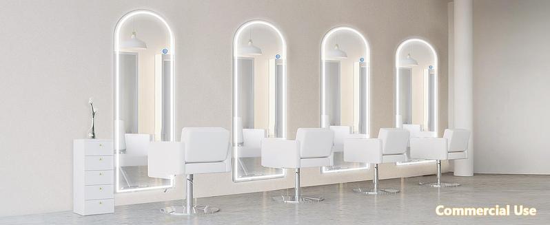 【Valentine's Day Gifts】Floor Mirror Stand Mirror Full Length with LED Lights, Floor Mirror Dimming & 3 Color Lighting