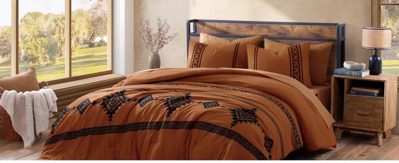 MaiR&ecirc;ve Embroidery Comforter Sets, boho Light Olive Green Western Bedding Set Boho 7 Pieces, All Season Farmhouse Bed in A Bag Comforter Set with Sheets, Pillowcases & Shams