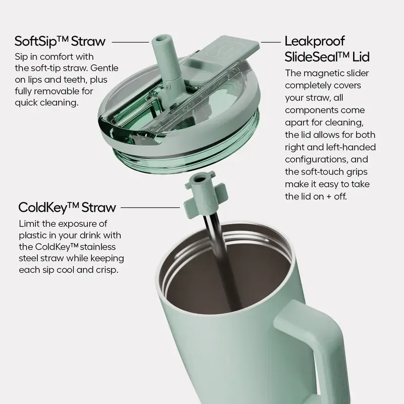 Vaso térmico BrüMate Era Flip de 40 oz con pajita abatible y asa | 100% a prueba de fugas | Mantiene el hielo por más de 24 horas | Base compatible con portavasos