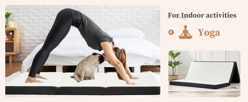 Folding Mattress, Tri-fold Memory Foam Mattress Topper for Camping, Foldable Mattress Topper with Washable Cover, Various Sizes, White Folding Mattress, Tri-fold Memory Foam Mattress Topper for Camping, Foldable Mattress Topper with Washable Cover, Various Sizes, White